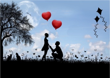 Heiratsantrag unter Herzballons